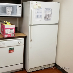 White GE Fridge with Top Load Freezer